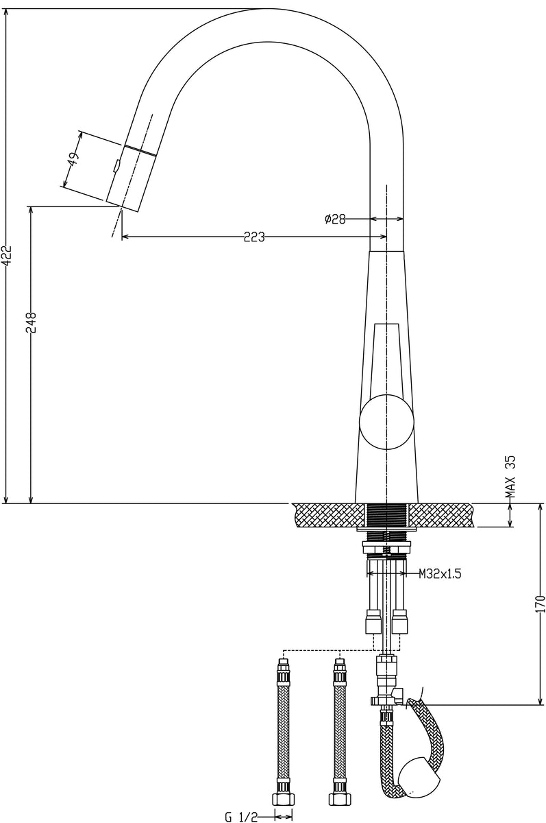 Coral II Pull Out Kitchen Sink Mixer Matt Black The Tapware Outlet