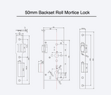 Heavy Duty Round Plated Roller Mortice Lock - Brass Finish