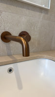 Cobre Curved Wall Spout - Brushed Copper