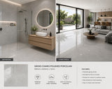 "Grigio Chiaro" Polished Porcelain 600mm x 600mm Rectified Edge Tile (Sold per box - 1.44m2)