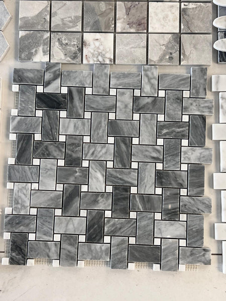 Natural Stone Marble Dark Carrara Mosaic Sheet - Geo Alina