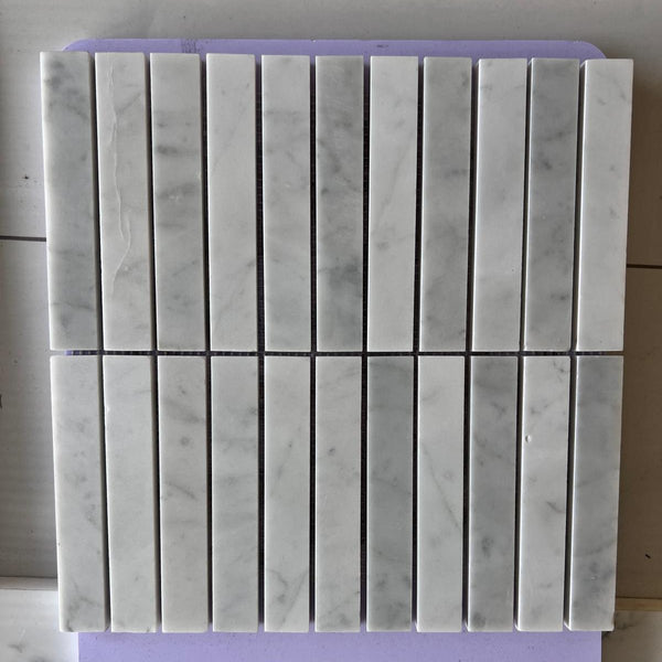 Natural Stone Pure Carrara Kit Kat Mosaic Sheet - Carrara Bianco Kit Kat