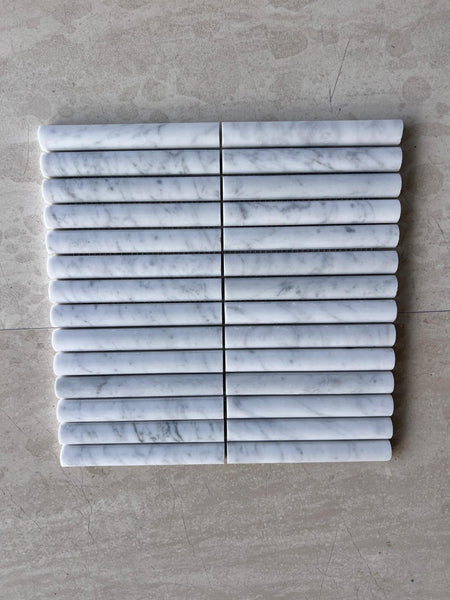 Natural Stone Pure Carrara Fluted Mosaic Sheet - Carrara Bianco