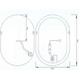 LED Mirror Gunmetal Oval Frame - 600mm x 900mm