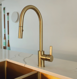 Pacifica Deluxe Pull Out Kitchen Sink Mixer - Brushed Gold