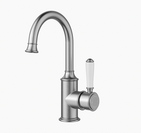 Birmingham Gooseneck Basin Sink Mixer - Brushed Nickel