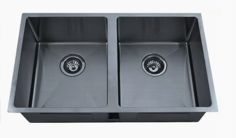Eva Above/Undermount Double Bowl 760mm -Matt Black
