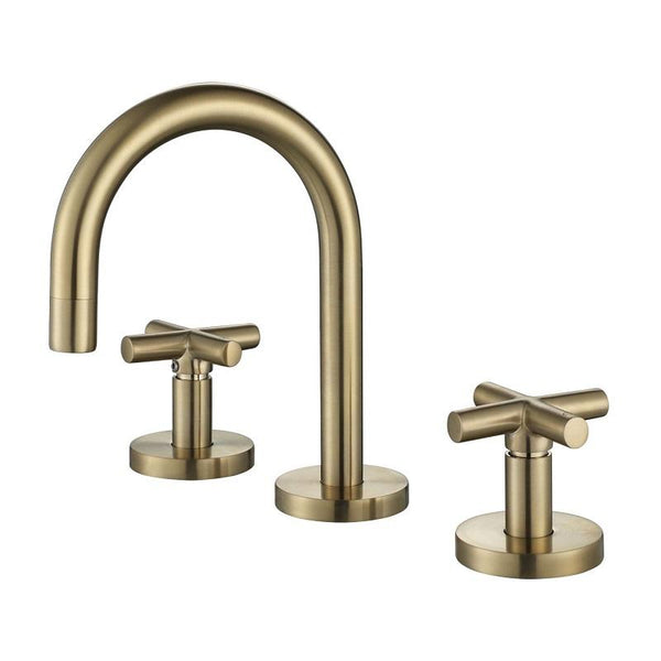 Cross Tap Basin Set - Brushed Gold