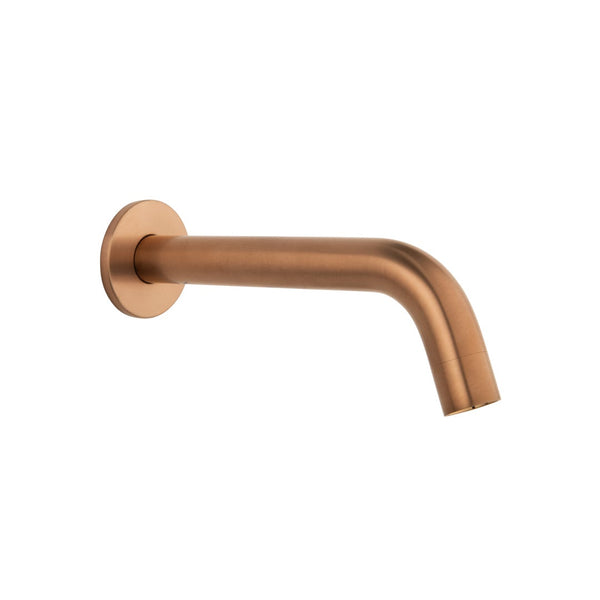 Cobre Curved Wall Spout - Brushed Copper