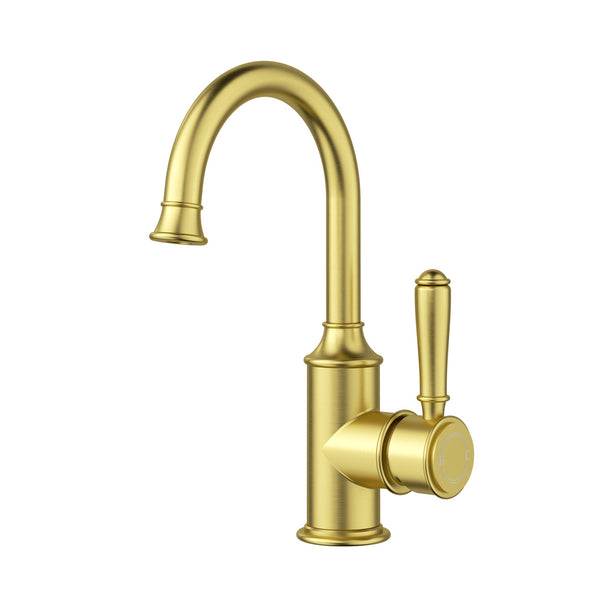 Birmingham II Gooseneck Basin Sink Mixer - Brushed Gold