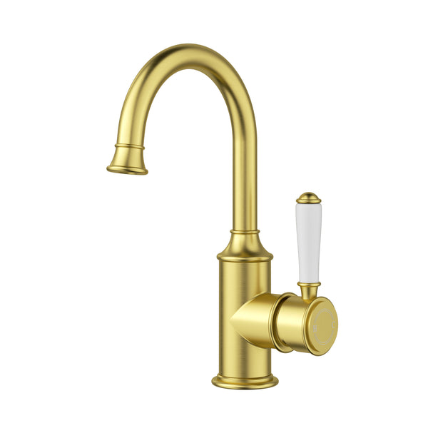 Birmingham Gooseneck Basin Sink Mixer - Brushed Gold