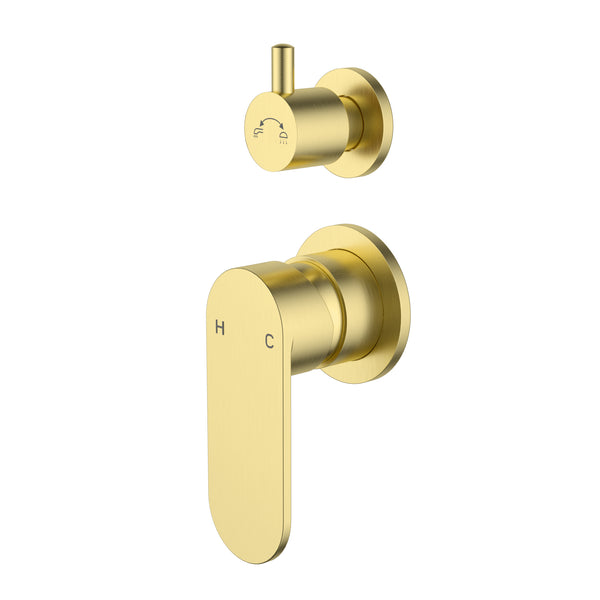 Delphine Shower & Bath Mixer Diverter - Brushed Gold