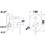 Coral II Shower & Bath Mixer Diverter  - Matt Black