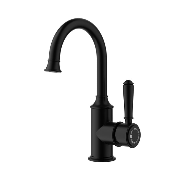 Birmingham II Gooseneck Basin Sink Mixer - Matt Black