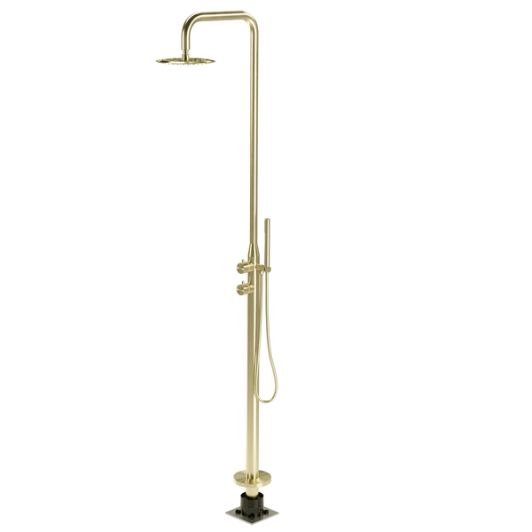 Outdoor Free Standing Shower Combo - Brushed Gold