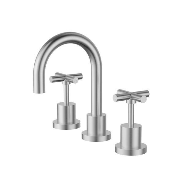 Cross Tap Basin Set - Brushed Nickel