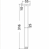 Square Ceiling Drop Down Shower Arm 300mm - Brushed Gold