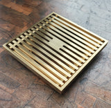 Square Grate Floor Waste Brushed Gold - 123mm x 123mm