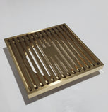 Square Grate Floor Waste Brushed Gold - 123mm x 123mm