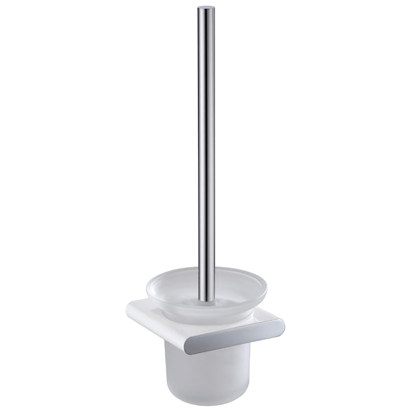 Coral Toilet Brush Holder - Chrome & White