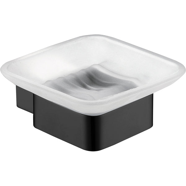 Cubix Glass Soap Dish -  Matt Black