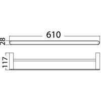 Rondo Double Towel Rail 610mm - Chrome