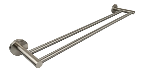 Round Double Towel Rail 600mm - Brushed Nickel