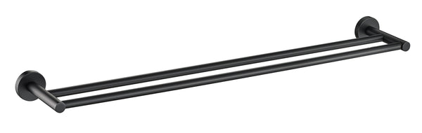 Round Double Towel Rail 750mm - Matt Black