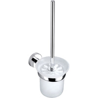 Round Toilet Brush Holder Glass- Chrome