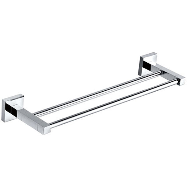 Square Double Towel Rail 600mm - Chrome