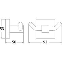 Square Double Robe Hook - Chrome