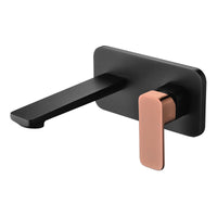 Ikon Seto Wall Mixer & Spout Combination - Matt Black & Rose Gold