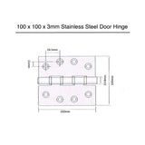 Extra Wide Brass Finish Door Hinges (1 Pair) - 100 x 100 x 3mm