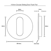 Circular Sliding Door Flush Pull - 110mm