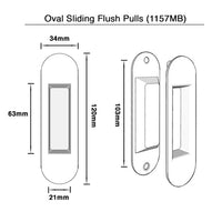 Matt Black  Oval Sliding Flush Pulls (Pair) - 120mm x 34mm