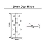 150mm Extra Large Door Hinges (Pair) - Matt Black Finish