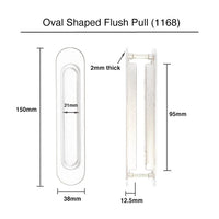 Brushed Gold Oval Sliding Flush Pulls (Pair) - 150mm x 38mm