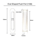 Brushed Gold Oval Sliding Flush Pulls (Pair) - 150mm x 38mm