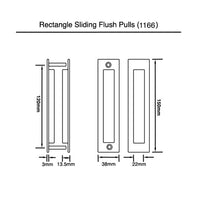 Rectangular Brushed Gold Sliding Flush Pulls (Pair) - 150mm x 38mm