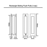 Rectangular Brushed Gold Sliding Flush Pulls (Pair) - 150mm x 38mm