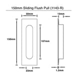 150mm x 50mm Sliding Flush Pull with Oval Grip