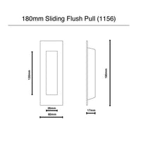 Matt Black Sliding Flush Pull - 180mm x 60mm