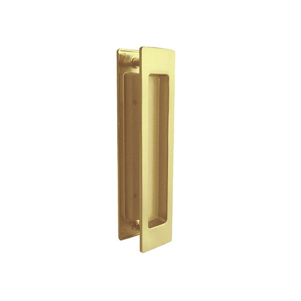 Rectangular Brushed Gold Sliding Flush Pulls (Pair) - 180mm x 38mm