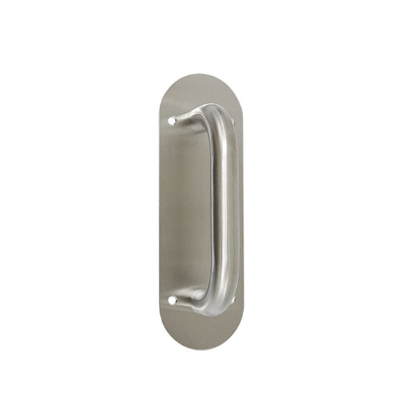 Oval Shaped Push and Pull Door Plate - Brushed Stainless Steel Finish