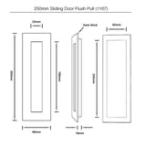 250mm Rectangular Sliding Door Flush Pull