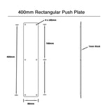 400 x 80mm Door Push Plate - Brushed Stainless Steel Finish