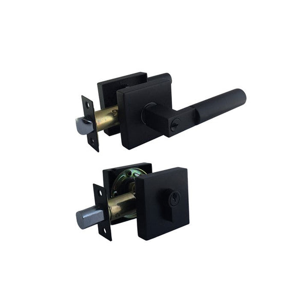 Matt Black Entrance Lock Set with a Deadbolt (4222MB) - Ramsay Series