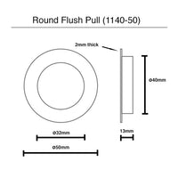 50mm Round Sliding Flush Pull - Brushed Gold