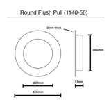 50mm Round Sliding Flush Pull - Brushed Gold