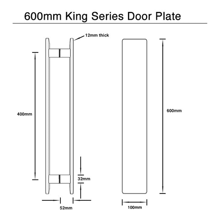 600mm x 100mm Matt Black Entry Door Plate (Pair) - King Series – The ...